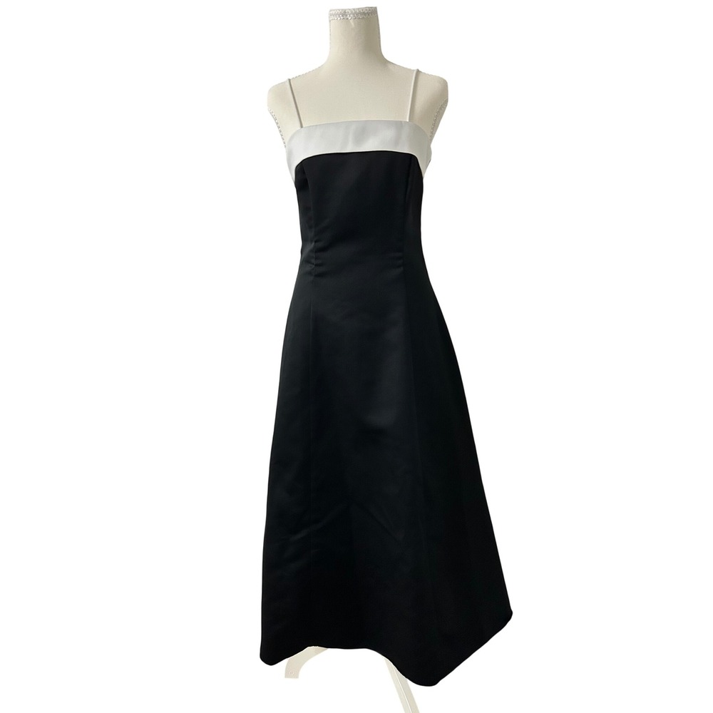 Urban Girl Nites Black White Colorblock Satin Formal Maxi Dress 7/8 48901